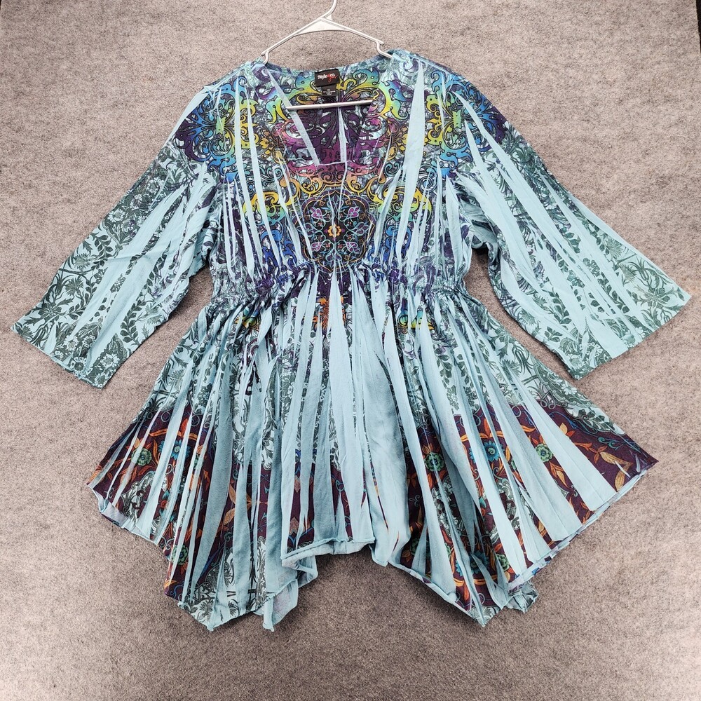 Style Co Top Womens XL Blue Abstract